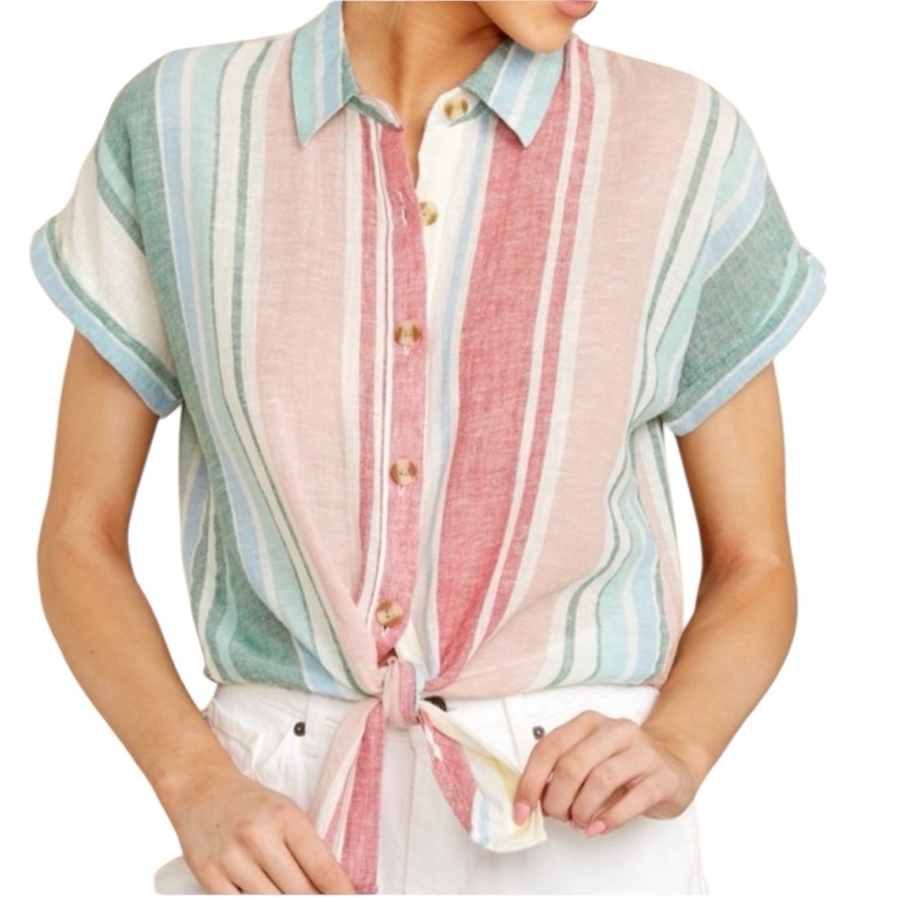 Thread & Supply Button-Up Tie-Front Top